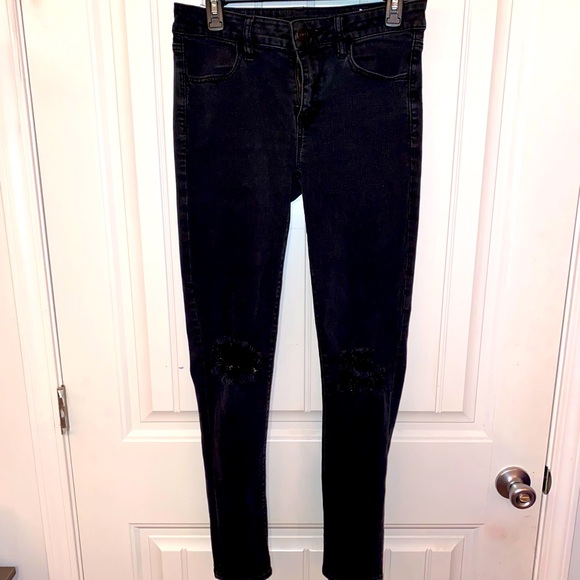 AMERICAN EAGLE - black distressed skinny jeans - Picture 1 of 1